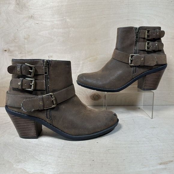 Nicole Sage Shoes - Nicole Sage Womens Ankle Boots Sz 7 Booties Brown Leather Distressed